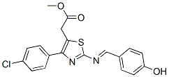 4-(p-Chlorophenyl)-2-[(p-hydroxybenzylidene)amino]-5-thiazoleacetic acid methyl ester