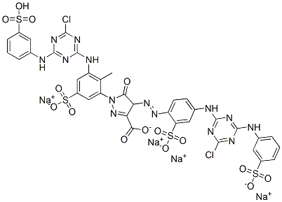 1H-Pyrazole-3-carboxylic acid, 1-[3-[[4-chloro-6-[(3-sulfophenyl)amino]-1,3,5-triazin-2-yl]amino]-2-methyl-5-sulfophenyl]-4-[[4-[[4-chloro-6-[(3-sulfophenyl)amino]-1,3,5-triazin-2-yl]amino]-2-sulfophenyl]azo]-4,5-dihydro-5-oxo-, tetrasodium