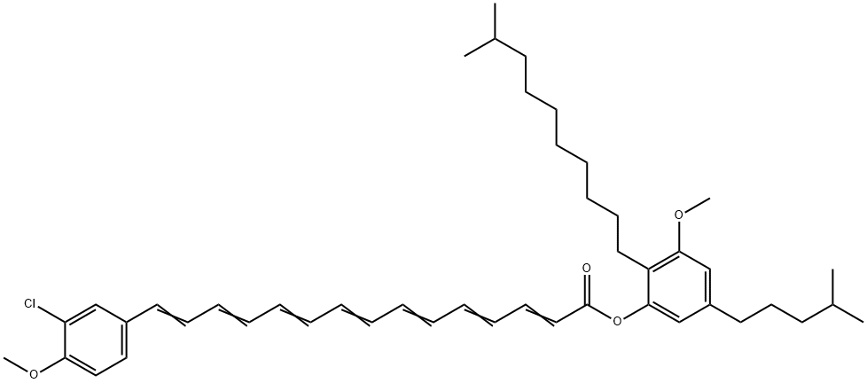 15-(3-Chloro-4-methoxyphenyl)-2,4,6,8,10,12,14-pentadecaheptaenoic acid 3-methoxy-2-(9-methyldecyl)-5-(4-methylpentyl)phenyl ester