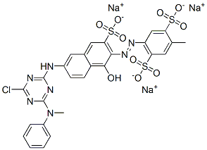 trisodium 4-[[6-[[4-chloro-6-(methylphenylamino)-1,3,5-triazin-2-yl]amino]-1-hydroxy-3-sulphonato-2-naphthyl]azo]toluene-2,5-disulphonate
