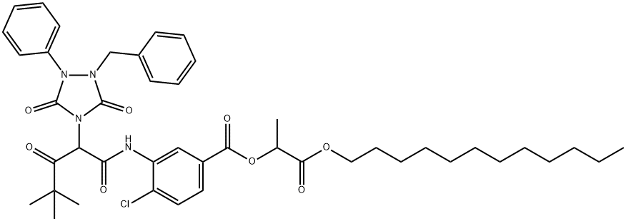 3-[2-(1-Benzyl-3,5-dioxo-2-phenyl-1,2,4-triazolidin-4-yl)-4,4-dimethyl-3-oxovalerylamino]-4-chlorobenzoic acid 1-dodecyloxycarbonylethyl ester