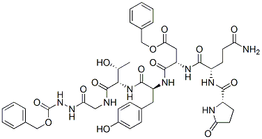 N-[N-[N-[O4-benzyl-N-[N2-(5-oxo-L-prolyl)-L-glutaminyl]-L-alpha-aspartyl]-L-tyrosyl]-L-threonyl]-2'-[(benzyloxy)carbonyl]glycinohydrazide