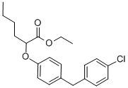 Hexanoic acid, 2-(4-((4-chlorophenyl)methyl)phenoxy)-, ethyl ester, (+ -)-