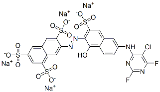 tetrasodium 7-[[6-[(5-chloro-2,6-difluoro-4-pyrimidinyl)amino]-1-hydroxy-3-sulphonato-2-naphthyl]azo]naphthalene-1,3,6-trisulphonate