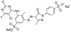 3-[(5-Chloro-2,6-difluoro-4-pyrimidinyl)amino]-5-[[[4,5-dihydro-3-methyl-5-oxo-1-(4-sulfophenyl)-1H-pyrazol]-4-yl]azo]-4-methylbenzenesulfonic acid disodium salt