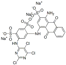 trisodium 4-[(4-amino-9,10-dihydro-9,10-dioxo-3-sulphonato-1-anthryl)amino]-6-[(2,5,6-trichloropyrimidin-4-yl)amino]benzene-1,3-disulphonate