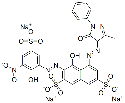 trisodium 5-[(4,5-dihydro-3-methyl-5-oxo-1-phenyl-1H-pyrazol-4-yl)azo]-4-hydroxy-3-[(2-hydroxy-3-nitro-5-sulphonatophenyl)azo]naphthalene-2,7-disulphonate