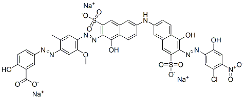 5-[[4-[[6-[[6-[(5-Chloro-2-hydroxy-4-nitrophenyl)azo]-5-hydroxy-7-sulfo-2-naphthalenyl]amino]-1-hydroxy-3-sulfo-2-naphthalenyl]azo]-5-methoxy-2-methylphenyl]azo]-2-hydroxybenzoic acid trisodium salt