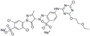 disodium 2,5-dichloro-4-[4-[[3-[[4-chloro-6-(2-ethoxyethoxy)-1,3,5-triazin-2-yl]amino]-6-sulphonatophenyl]azo]-4,5-dihydro-3-methyl-5-oxo-1H-pyrazol-1-yl]benzenesulphonate