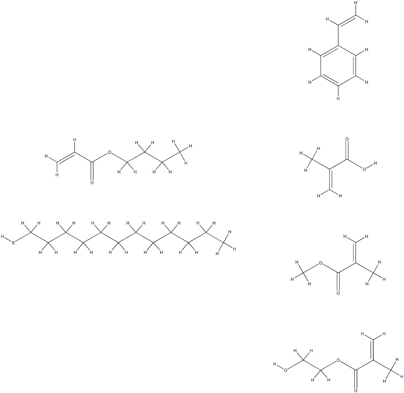 2-Propenoic acid, 2-methyl-, telomer with butyl 2-propenoate, 1-dodecanethiol, ethenylbenzene, 2-hydroxyethyl 2-methyl-2-propenoate and methyl 2-methyl-2-propenoate