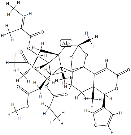 14,15-Didehydrophragmalin 2-acetate 3-[(E)-2-methyl-2-butenoate]30-propanoate