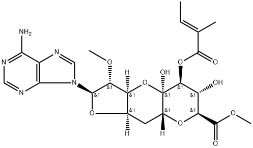 (11R)-11-C-(6-Amino-9H-purin-9-yl)-2,6:8,11-dianhydro-10-O-methyl-4-O-[(E)-1-oxo-2-methyl-2-butenyl]-7-deoxy-α-L-ido-D-lyxo-5-undecoulo-5,9-pyranosonic acid methyl ester