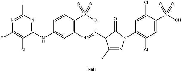 2,5-二氯-4-[4-[[5-[(5-氯-2,6-二氟-4-嘧啶基)氨基]-2-磺酸苯基]偶氮]-4,5-二氢-3-甲基-5-氧代-1H-吡唑-1-基]苯磺酸二钠