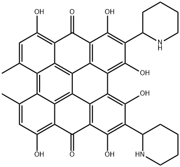 Phenanthro(1,10,9,8-opqra)perylene-7,14-dione, 1,3,4,6,8,13-hexahydrox y-10,11-dimethyl-2,5-di-2-piperidinyl-