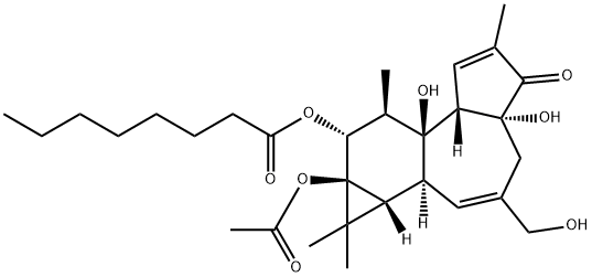 Octanoic acid, 9a-(acetyloxy)-1a,1b,4,4a,5,7a,7b,8,9,9a-decahydro-4a,7 b-dihydroxy-3-(hydroxymethyl)-1,1,6,8-tetramethyl-5-oxo-1H-cyclopropa( 3,4)benz(1,2-e)azulen-9-yl ester, (1aR-(1aalpha,1bbeta,4abeta,7aalpha, 7balpha,8alpha,9beta,9aalpha))-