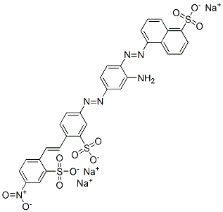 trisodium 5-[[2-amino-4-[[4-[2-(4-nitro-2-sulphonatophenyl)vinyl]-3-sulphonatophenyl]azo]phenyl]azo]naphthalene-1-sulphonate