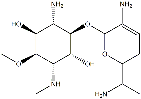 4-Amino-3-O-[3-amino-6-(1-aminoethyl)-5,6-dihydro-2H-pyran-2-yl]-1,4-dideoxy-6-O-methyl-1-(methylamino)-L-chiro-inositol