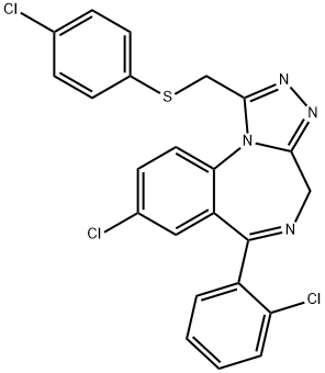 4H-(1,2,4)Triazolo(4,3-a)(1,4)benzodiazepine, 8-chloro-6-(2-chlorophen yl)-1-(((4-chlorophenyl)thio)methyl)-
