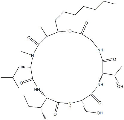 Cyclo[Gly-3-hydroxy*-2-methyl-1-oxodecyl-N-methyl-L-Leu-L-aIle-L-Ser-L-aThr-]