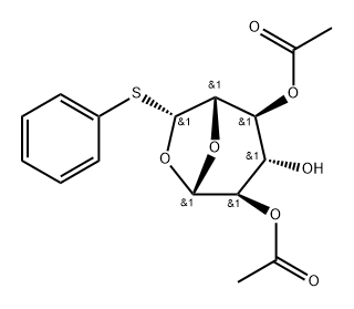 .beta.-D-Glucopyranose, 1,6-anhydro-6-C-(phenylthio)-, 2,4-diacetate, (R)-