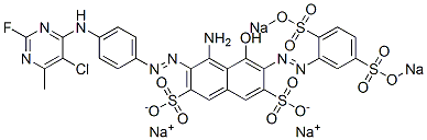 4-Amino-3-[4-(5-chloro-2-fluoro-6-methylpyrimidin-4-ylamino)phenylazo]-6-[2,5-bis(sodiosulfo)phenylazo]-5-hydroxy-2,7-naphthalenedisulfonic acid disodium salt