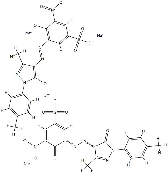 Chromate(3-), bis[3-[[4,5-dihydro-3-methyl- 1-(4-methylphenyl)-5-oxo-1H-pyrazol-4-yl]azo] -4-hydroxy-5-nitrobenzenesulfonato(3-)]-, trisodium