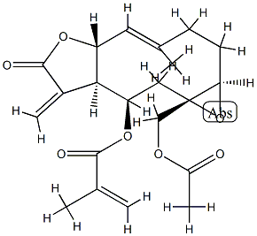 2-Methylpropenoic acid [(1aR,4E,5aR,8aR,9R,10aS)-10a-acetoxymethyl-1a,2,3,5a,7,8,8a,9,10,10a-decahydro-4-methyl-8-methylene-7-oxooxireno[5,6]cyclodeca[1,2-b]furan-9-yl] ester