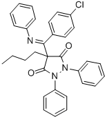 3,5-Pyrazolidinedione, 4-butyl-4-((4-chlorophenyl)(phenylimino)methyl) -1,2-diphenyl-