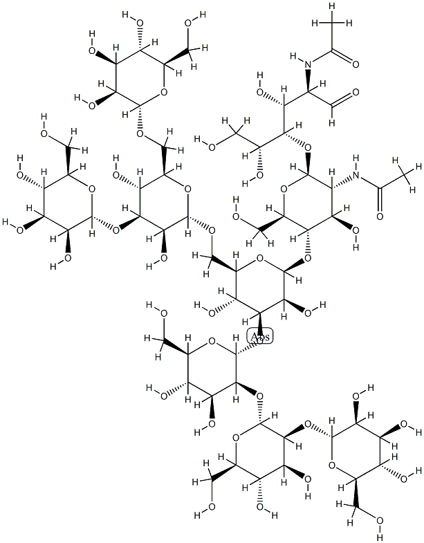 O-ALPHA-D-甘露糖基-(1-3)-O-[ALPHA-D-甘露糖基-(1-6)]-O-ALPHA-D-甘露糖基-(1-6)-O-[O-ALPHA-D-甘露糖基-(1-2)-O-ALPHA-D-甘露糖基-(1-2)-ALPHA-D-甘露糖基-(1-3)]-O-BETA-D-甘露糖基-(1-4)-O-2-(乙酰氨基)-2-脱氧-BETA-D-吡喃葡萄糖基-(1-4)-2-(乙酰氨基)-2-脱氧-D-葡萄糖