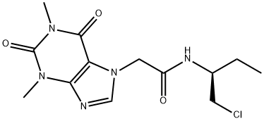 (-)-1,2,3,6-Tetrahydro-N-(1-(chloromethyl)propyl)-1,3-dimethyl-2,6-dio xo-7H-purine-7-acetamide