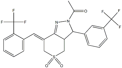 1-[(5Z)-3,3-dioxo-9-[3-(trifluoromethyl)phenyl]-5-[[2-(trifluoromethyl )phenyl]methylidene]-3$l^{6}-thia-7,8-diazabicyclo[4.3.0]non-6-en-8-yl ]ethanone