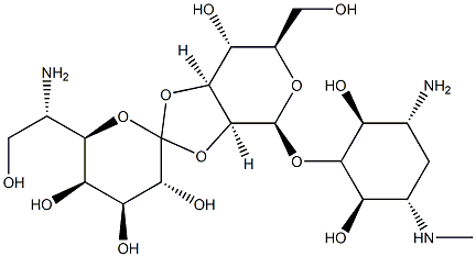 (+)-5-O-[2-O,3-O-[6-Amino-1,6-dideoxy-L-glycero-D-galacto-heptopyranose-1-ylidene]-β-D-manno-hexopyranosyl]-N'-methyl-2-deoxy-D-streptamine