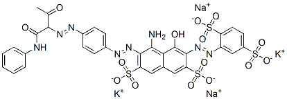 4-amino-3-[[4-[[(1-anilinocarbonyl)-2-oxopropyl]azo]phenyl]azo]-6-[(2,5-disulphophenyl)azo]-5-hydroxynaphthalene-2,7-disulphonic acid, potassium sodium salt