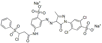 2,5-dichloro-4-[4-[[5-[[3-chloro-3-(phenylsulphonyl)propionyl]amino]-2-sulphophenyl]azo]-4,5-dihydro-3-methyl-5-oxo-1H-pyrazol-1-yl]benzenesulphonic acid, sodium salt