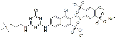 dihydrogen [3-[[4-chloro-6-[[5-hydroxy-6-[(4-methoxy-2,5-disulphonatophenyl)azo]-7-sulphonato-2-naphthyl]amino]-1,3,5-triazin-2-yl]amino]propyl]trimethylammonium, potassium sodium salt