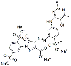 4-[[5-[(5-chloro-2-fluoro-6-methyl-4-pyrimidinyl)amino]-2-sulphophenyl]azo]-1-(2,5-disulphophenyl)-4,5-dihydro-5-oxo-1H-pyrazole-3-carboxylic acid, sodium salt