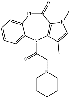 Pyrrolo(3,2-b)(1,5)benzodiazepin-10(1H)-one, 4,9-dihydro-1,3-dimethyl- 4-(1-piperidinylacetyl)-