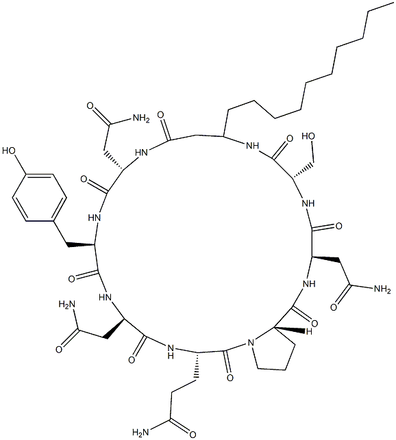 Cyclo[D-Tyr-D-Asp(NH2)-L-Glu(NH2)-L-Pro-D-Asp(NH2)-L-Ser-3-decyl-βAla-L-Asp(NH2)-]
