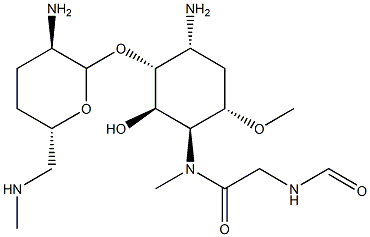 2-Amino-1-O-[2-amino-2,3,4,6-tetradeoxy-6-(methylamino)-α-D-erythro-hexopyranosyl]-2,3,5-trideoxy-5-[[(formylamino)acetyl]methylamino]-4-O-methyl-D-allo-inositol