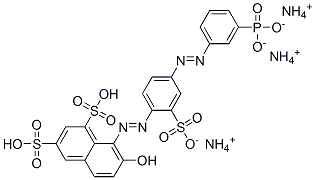 triammonium hydrogen 7-hydroxy-8-[[4-[(m-phosphonatophenyl)azo]-2-sulphonatophenyl]azo]naphthalene-1,3-disulphonate