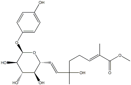 4-Hydroxyphenyl β-D-glucopyranoside 6-[(R,E)-6-hydroxy-2,6-dimethyl-2,7-octadienoate]
