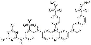 dihydrogen 3-[[4-[(4,6-dichloro-1,3,5-triazin-2-yl)amino]-2-sulphonatophenyl]amino]-7-[ethyl[(3-sulphonatophenyl)methyl]amino]-5-(4-sulphonatophenyl)phenazinium, disodium salt