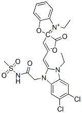 2-[3-[5,6-dichloro-1-ethyl-1,3-dihydro-3-[2-(mesylamino)-2-oxoethyl]-2H-benzimidazol-2-ylidene]prop-1-enyl]-3-ethylbenzoxazolium--ate