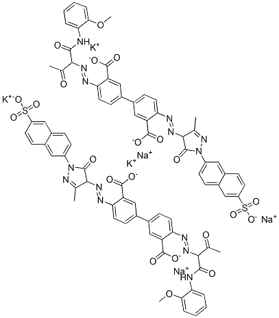 [1,1'-Biphenyl]-3,3'-dicarboxylic acid, 4-[[4,5-dihydro-3-methyl-5-oxo-1-(6-sulfo-2-naphthalenyl)-1H-pyrazol-4-yl]azo]-4'-[[1-[[(2-methoxyphenyl)amino]carbonyl]-2-oxopropyl]azo]-, potassium sodium salt