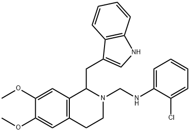 2(1H)-Isoquinolinemethanamine, 3,4-dihydro-N-(2-chlorophenyl)-6,7-dime thoxy-1-(1H-indol-3-ylmethyl)-