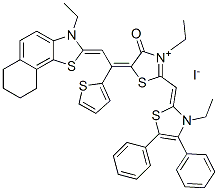 3-ethyl-2-[(3-ethyl-4,5-diphenylthiazol-2(3H)-ylidene)methyl]-5-[2-(3-ethyl-6,7,8,9-tetrahydronaphtho[2,1-d]thiazol-2(3H)-ylidene)-1-(2-thienyl)ethylidene]-4,5-dihydro-4-oxothiazolium iodide