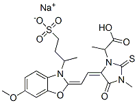sodium alpha-methyl 5-[[6-methoxy-3-(4-sulphonato-2-butyl)benzoxazol-2(3H)-ylidene]ethylidene]-3-methyl-4-oxo-2-thioxoimidazolidin-1-ylacetate