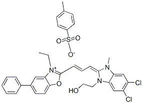 2-[3-[5,6-dichloro-1,3-dihydro-1-(2-hydroxyethyl)-3-methyl-2H-benzimidazol-2-ylidene]prop-1-enyl]-3-ethyl-5-phenylbenzoxazolium toluene-p-sulphonate