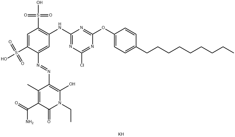 dipotassium 4-[[5-(aminocarbonyl)-1-ethyl-1,6-dihydro-2-hydroxy-4-methyl-6-oxo-3-pyridyl]azo]-6-[[4-chloro-6-(4-nonylphenoxy)-1,3,5-triazin-2-yl]amino]benzene-1,3-disulphonate