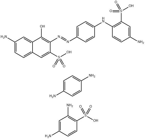 2-Naphthalenesulfonic acid, 6-amino-3-[[4-[(4-amino-2-sulfophenyl)amino]phenyl]azo]-4-hydroxy-, diazotized, coupled with 2,4-diaminobenzenesulfonic acid and p-phenylenediamine